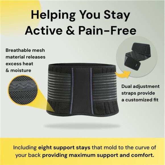 BraceUP Back Brace for Men and Women Lower Back - Breathable Waist Lumbar - Picture 2 of 7